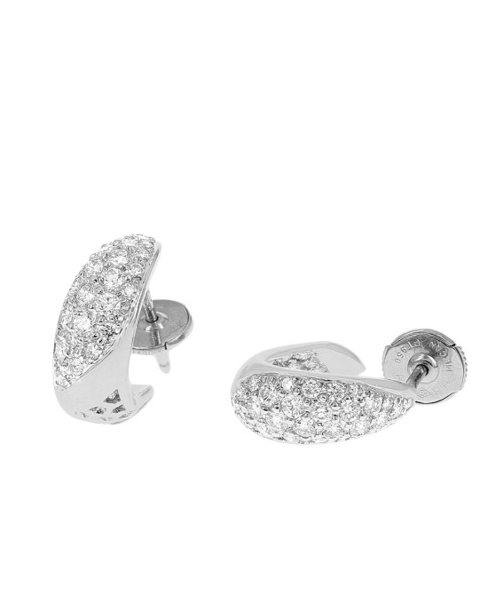 Diamond Pave Inside Outside Curced Earrings in Platinum